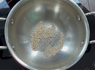 frying sesame seeds for seeme badanekayi gojju recipe