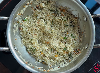 frying vermicelli for shavige or vermicelli idli recipe