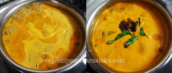 boiling mangalore style southe or cucumber sambar