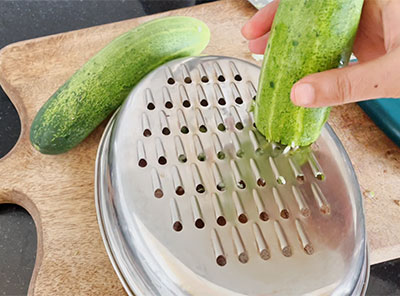 grating cucumber for southekayi hasi gojju or southekai sasive